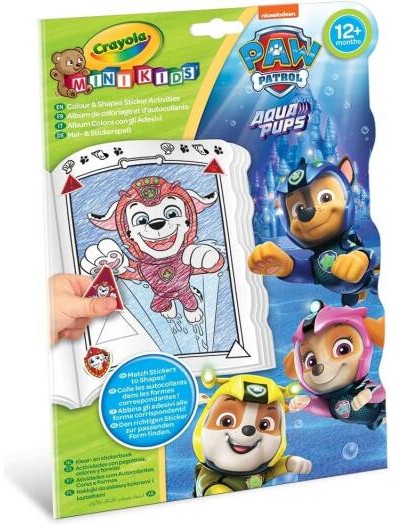 Crayola MiniKids Paw Patrol Colour & Shapes Sticker Activites Book for 12months+