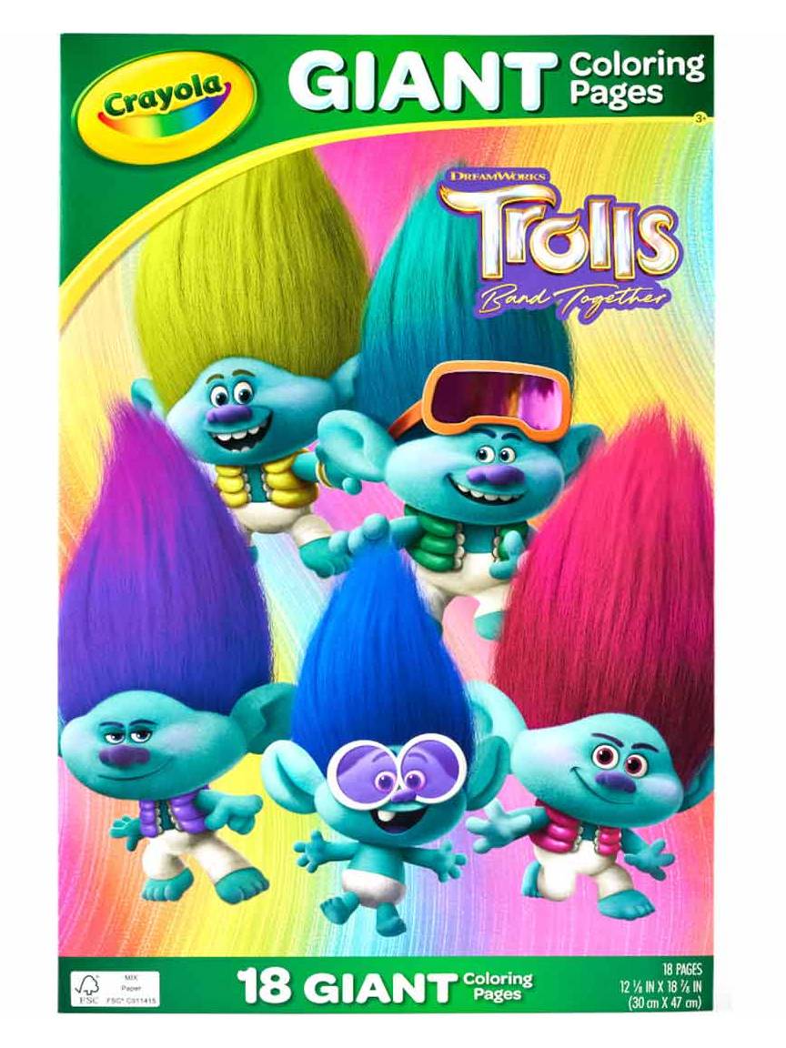 Crayola Trolls Giant Coloring Pages, 18 Count