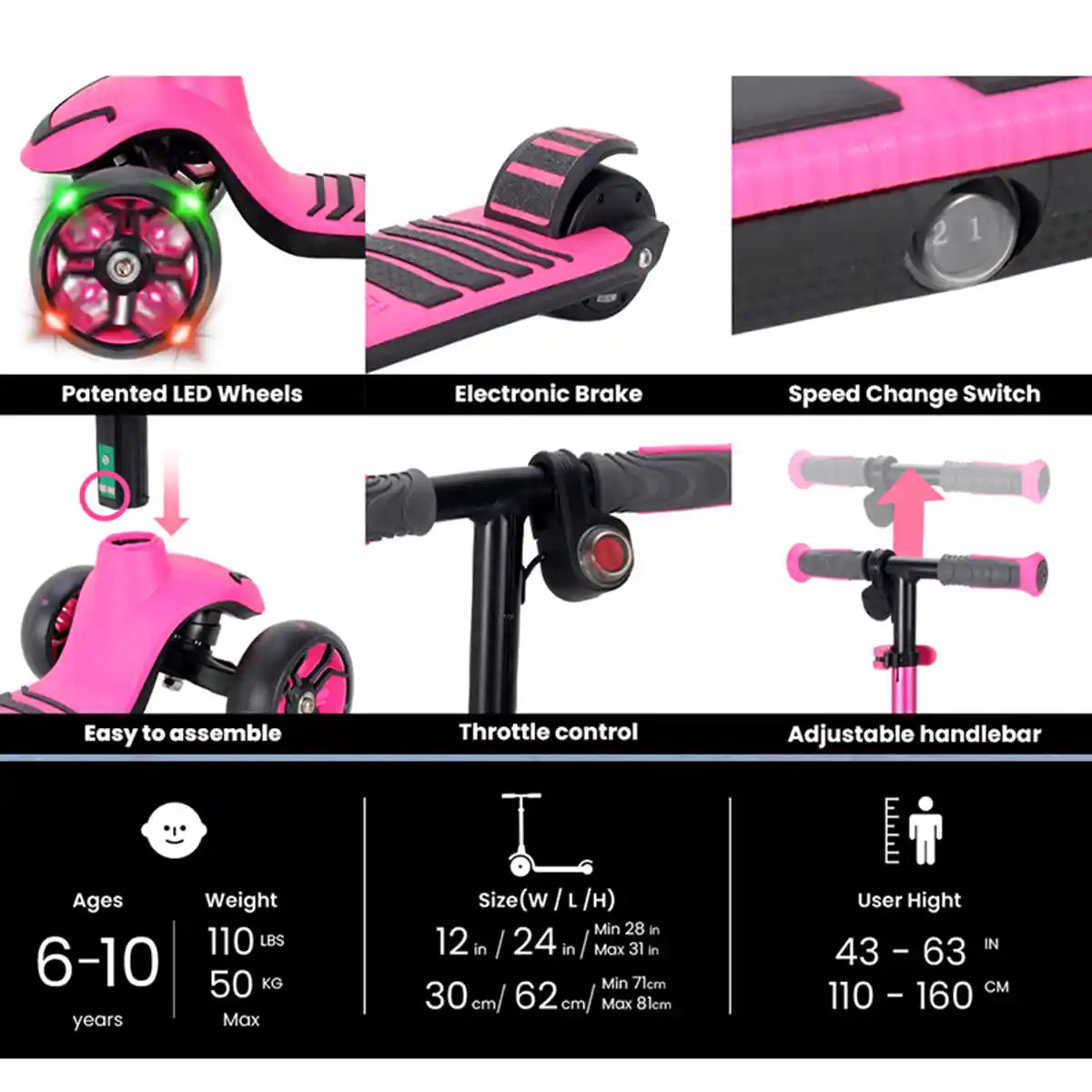 iSporter Kids Electric Scooter-G3 (Available in 2 colors):6-10yrs
