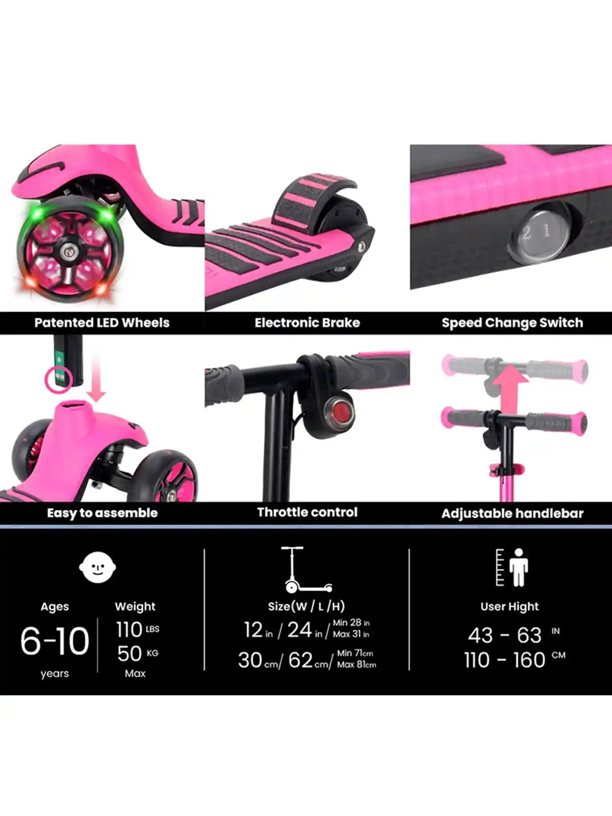 iSporter Kids Electric Scooter-G3 (Available in 2 colors):6-10yrs