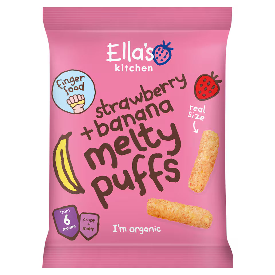 Ella's Kitchen Strawberry + Banana Melty Puffs 20g