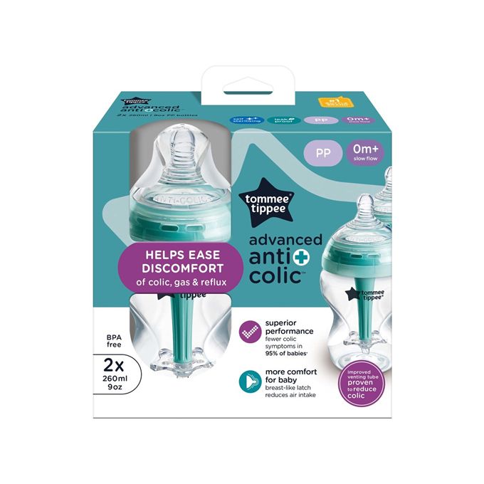 Tommee Tippee Advanced Anti-Colic Bottles - 2 Pieces 260ml- 0M+