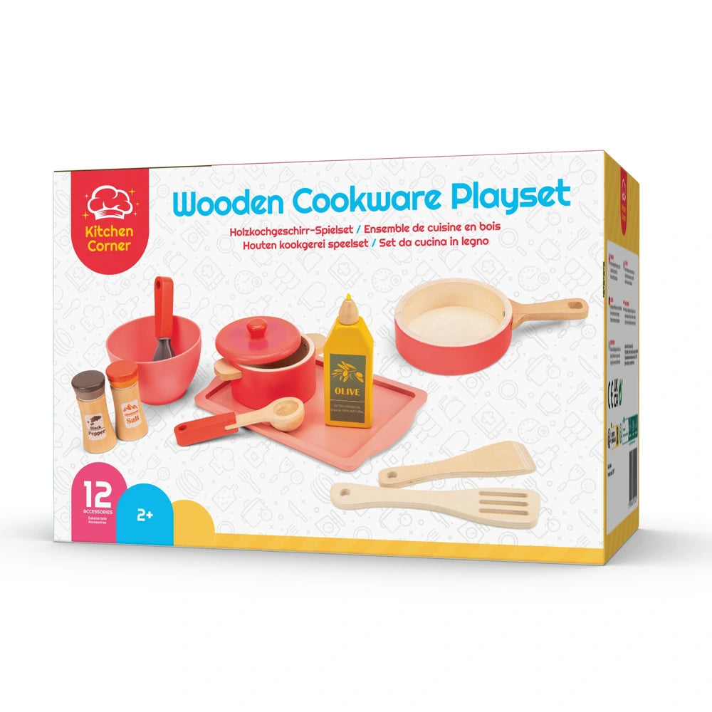 Kitchen Corner Wooden Cookware 12 Piece Playset
