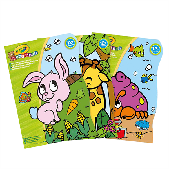 Crayola MiniKids Assorted Shaped Coloring Book for 12months+ (Sea - Farm - Jungle)