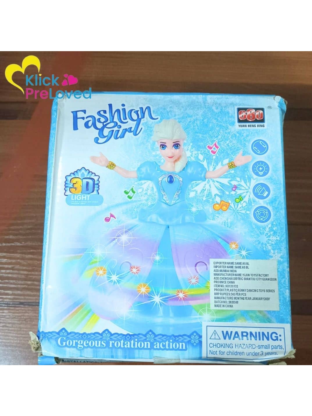 PreLoved Fashion Girl Robot Doll with 3D Lights and Music (Brand New)