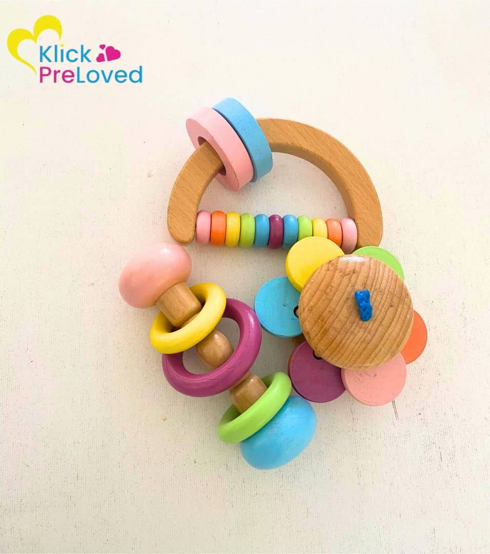PreLoved Multicolored 3pcs Wooden Rattle Toys for Babies (Gently Used)