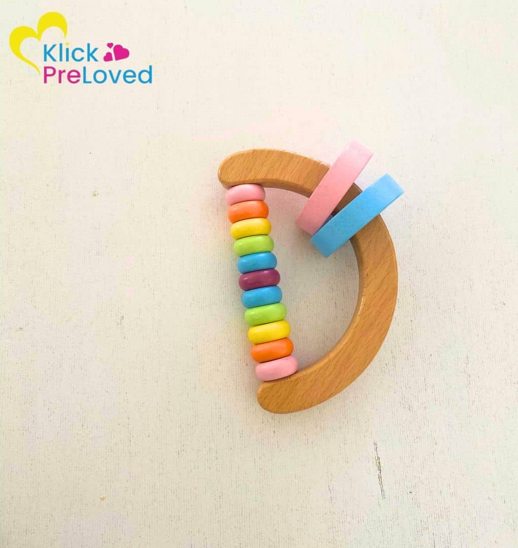 PreLoved Multicolored 3pcs Wooden Rattle Toys for Babies (Gently Used)