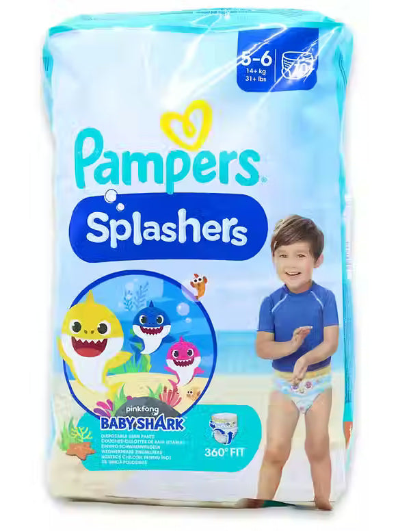 Pampers® Splashers Baby Shark™ Size 5-6: 14+kg, Swim Nappies, 10-Pack