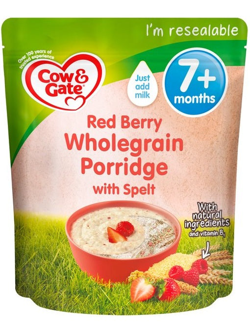Cow & Gate Red Berry Wholegrain Porridge with Spelt (7+ months) - 200g