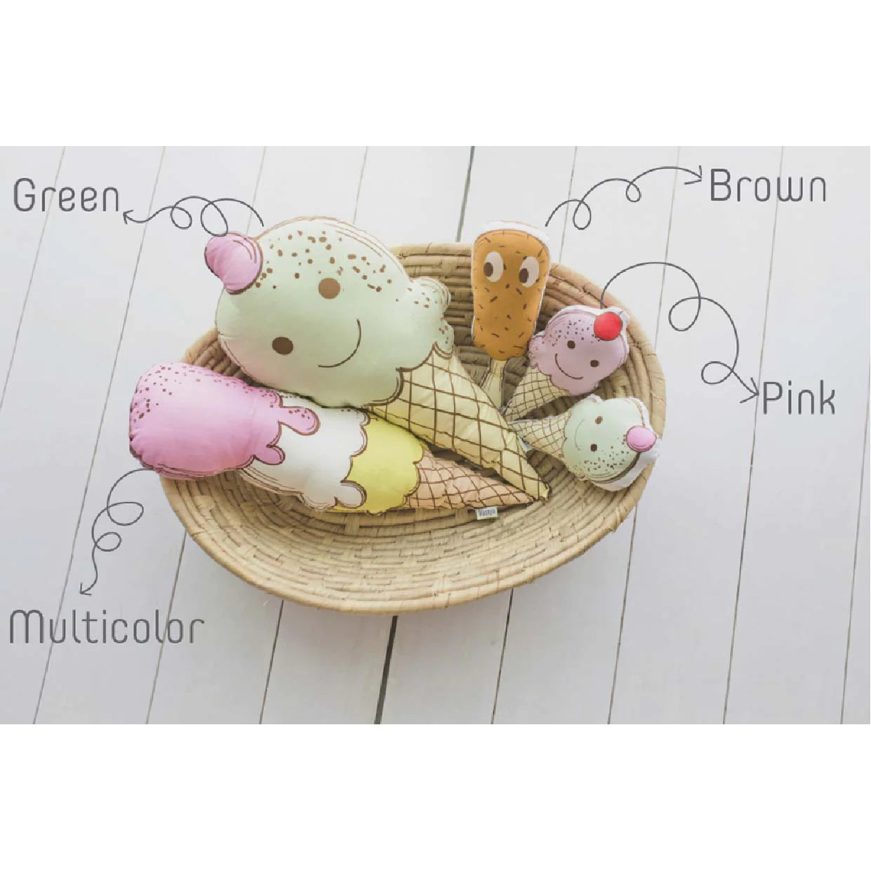 Small Ice Cream Cone Pillows (3 colors available)