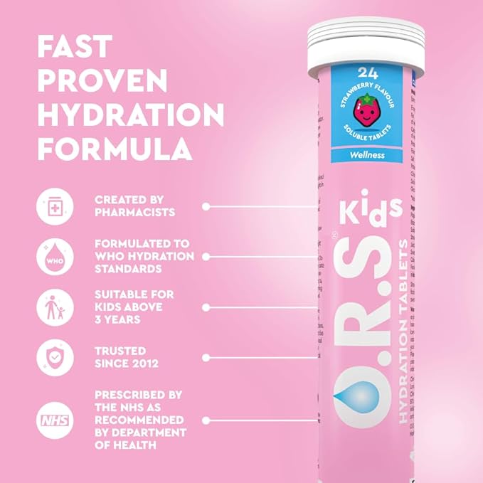 O.R.S Hydration for Kids, Natural Strawberry Flavour - 24 Tablets