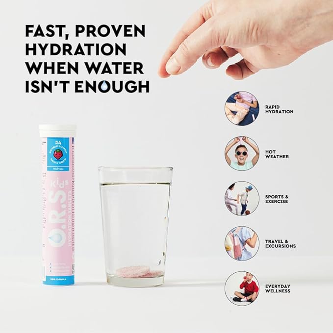 O.R.S Hydration for Kids, Natural Strawberry Flavour - 24 Tablets