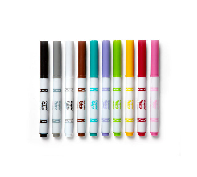 Crayola Fabric Markers, Fine Line, 10 Count