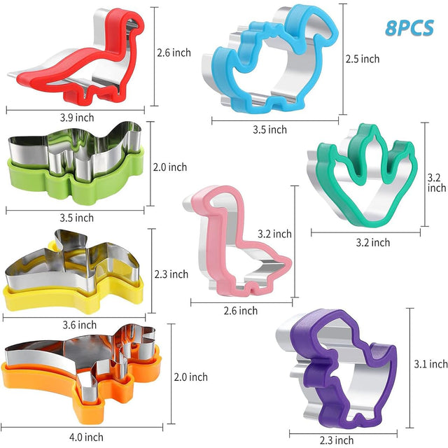 Dinosaur Stainless Steel Cookie Cutters (8 pack)