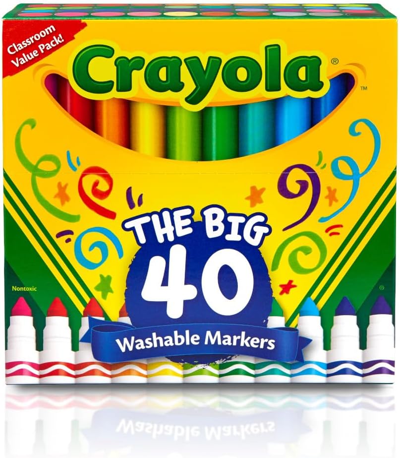 Crayola 40 Count Ultra-Clean Washable Markers, Broad Line