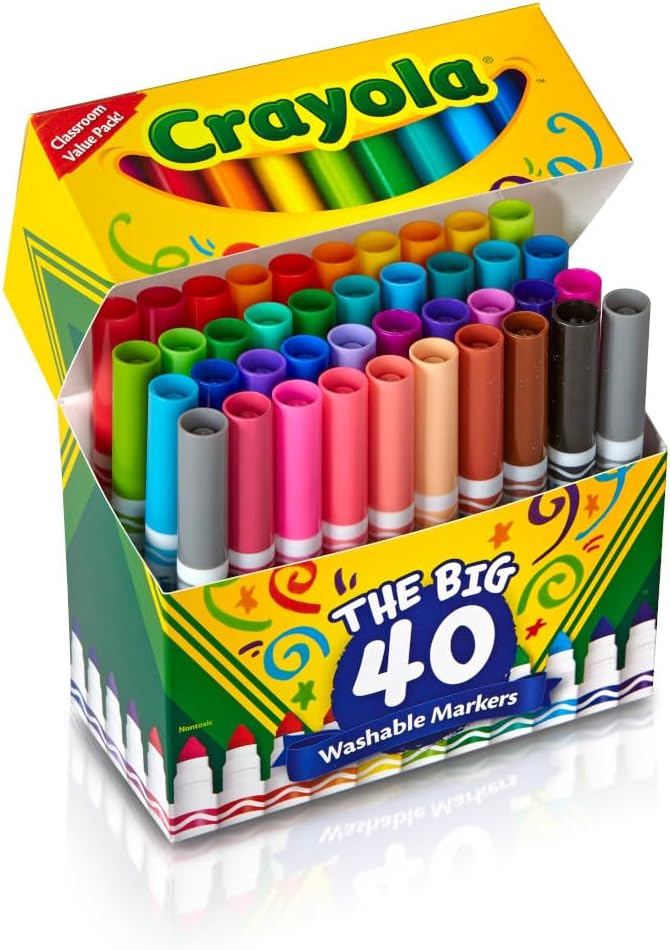 Crayola 40 Count Ultra-Clean Washable Markers, Broad Line