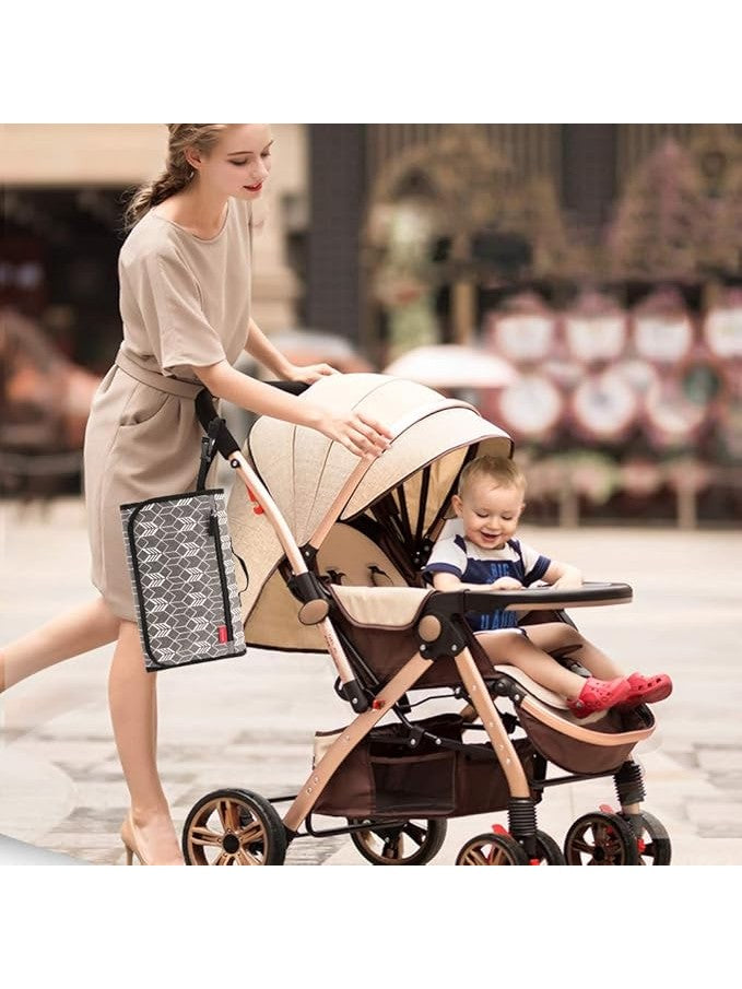 Portable Travel Nappy Changing Mat with Wipe-Pocket and Head Cushion (Grey)