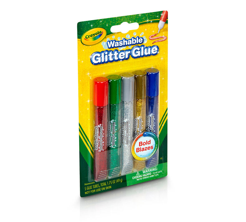Crayola Washable Glitter Glue, Bold - 5 Count
