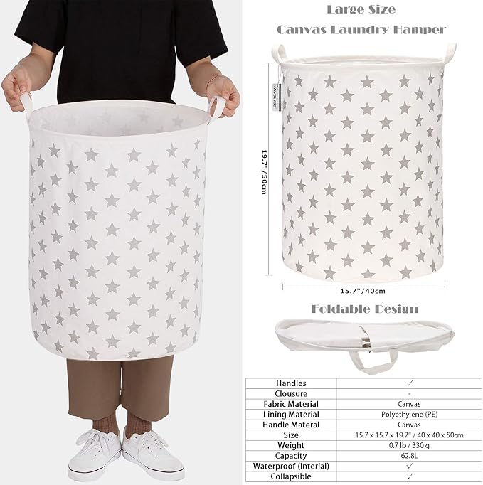 Laundry Hamper & Storage Bins - Grey Stars
