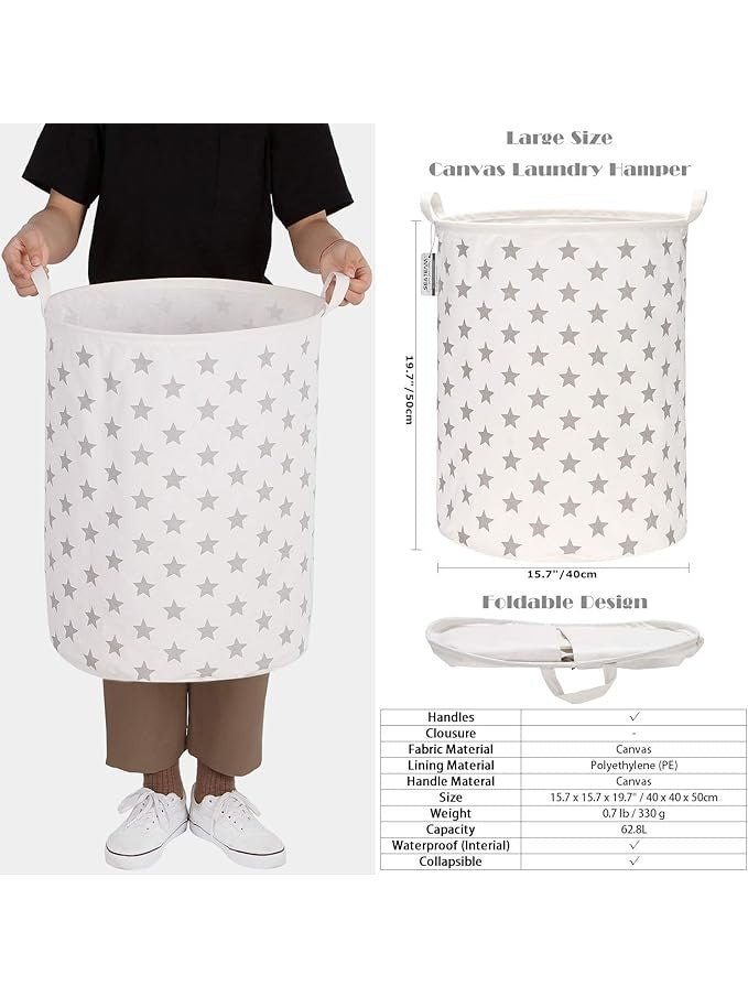Laundry Hamper & Storage Bins - Grey Stars