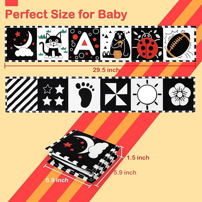Black and White Baby Sensory Soft Book - 29.5"