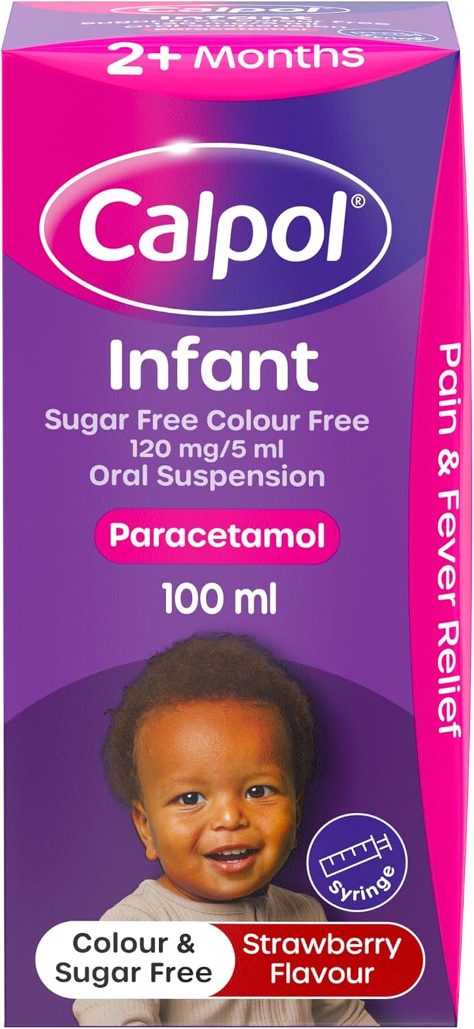 Calpol Infant Sugar Free Oral Suspension Strawberry flavour 2+ Months (100ml)