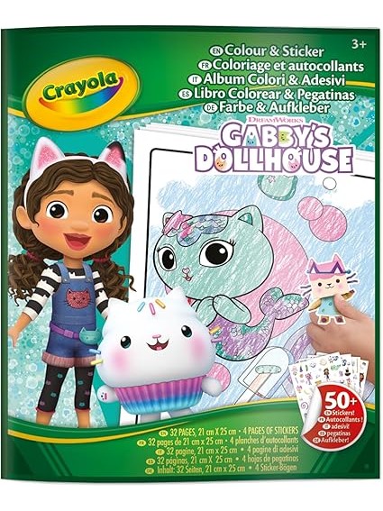 Crayola Gabby Dollhouse Colour & Sticker Book with 50+ Stickers