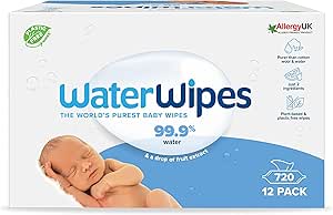 12 pack WaterWipes Plastic-Free Original Baby Wipes, 720 Count