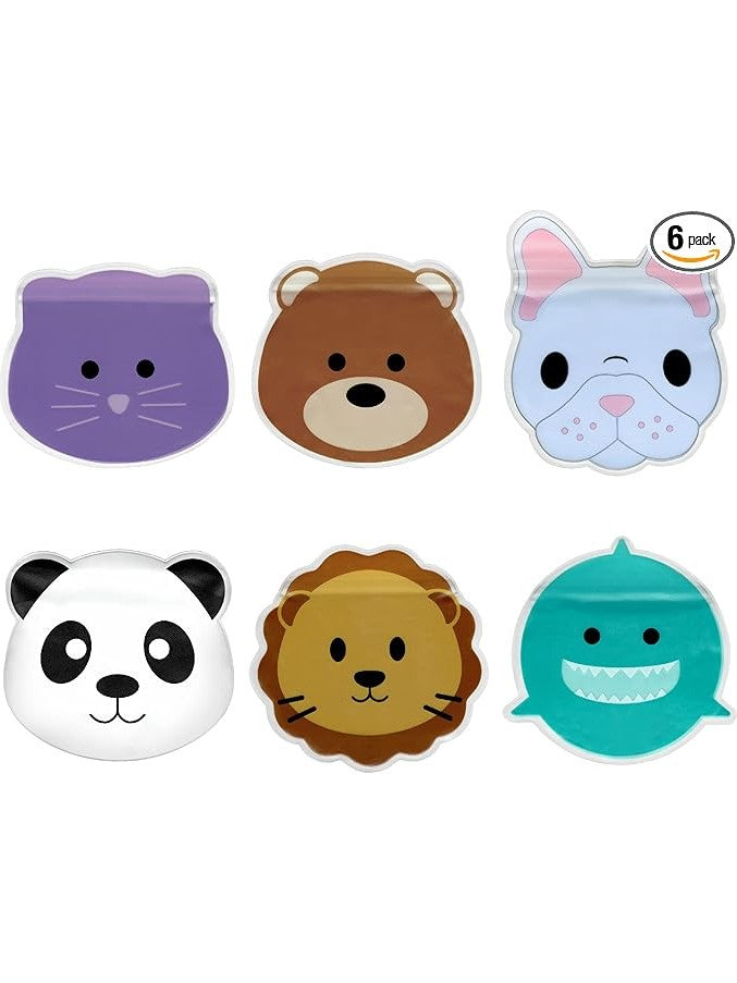 Melii Reusable Snack Bags - Bulldog, Cat, Lion, Panda, Bear & Shark (6 pack)