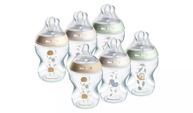 Tommee Tippee 6x 260ml Anti-colic Baby Bottles - Nude and Green