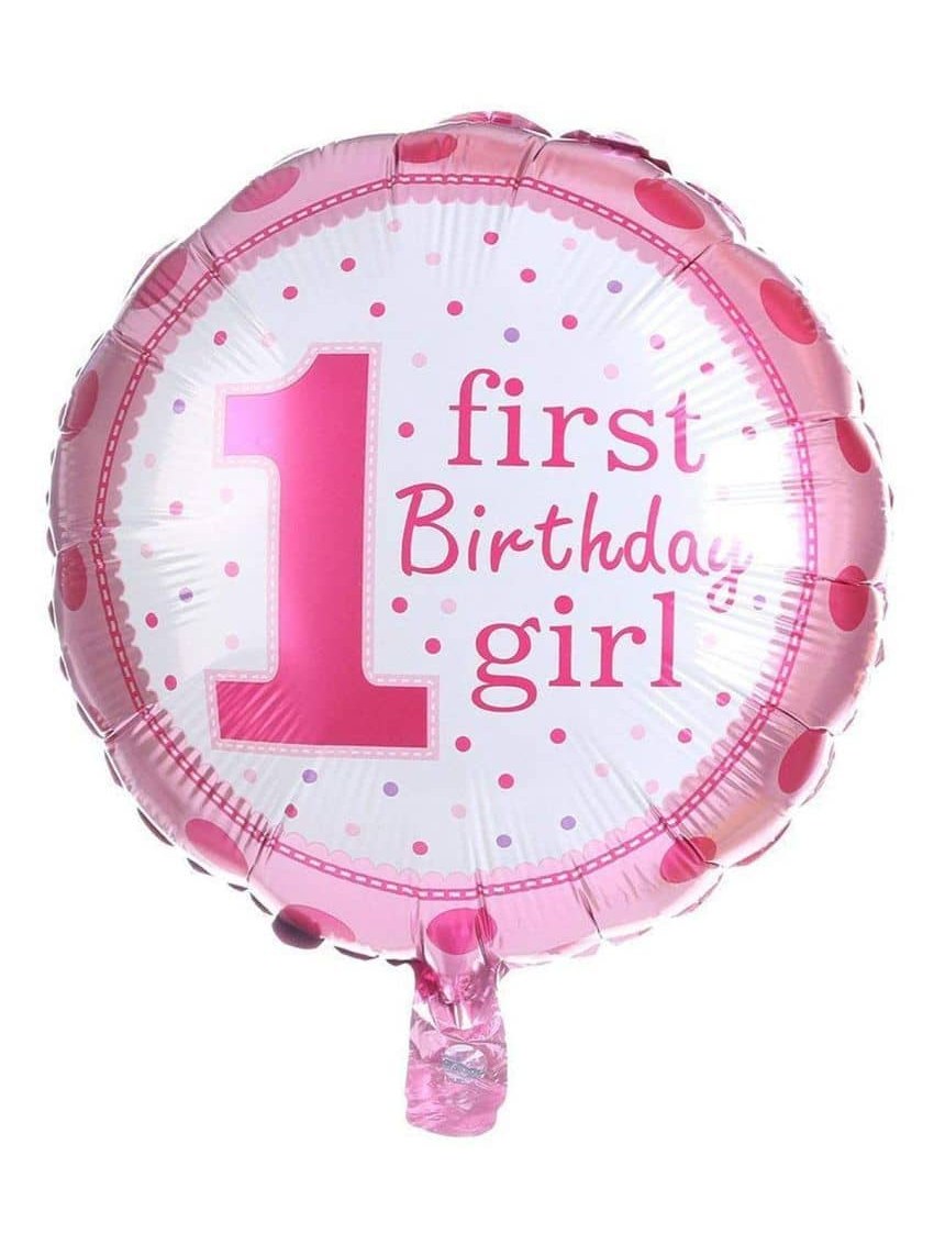 1st Birthday Pink Theme Foil Balloon Set - Pack of 5