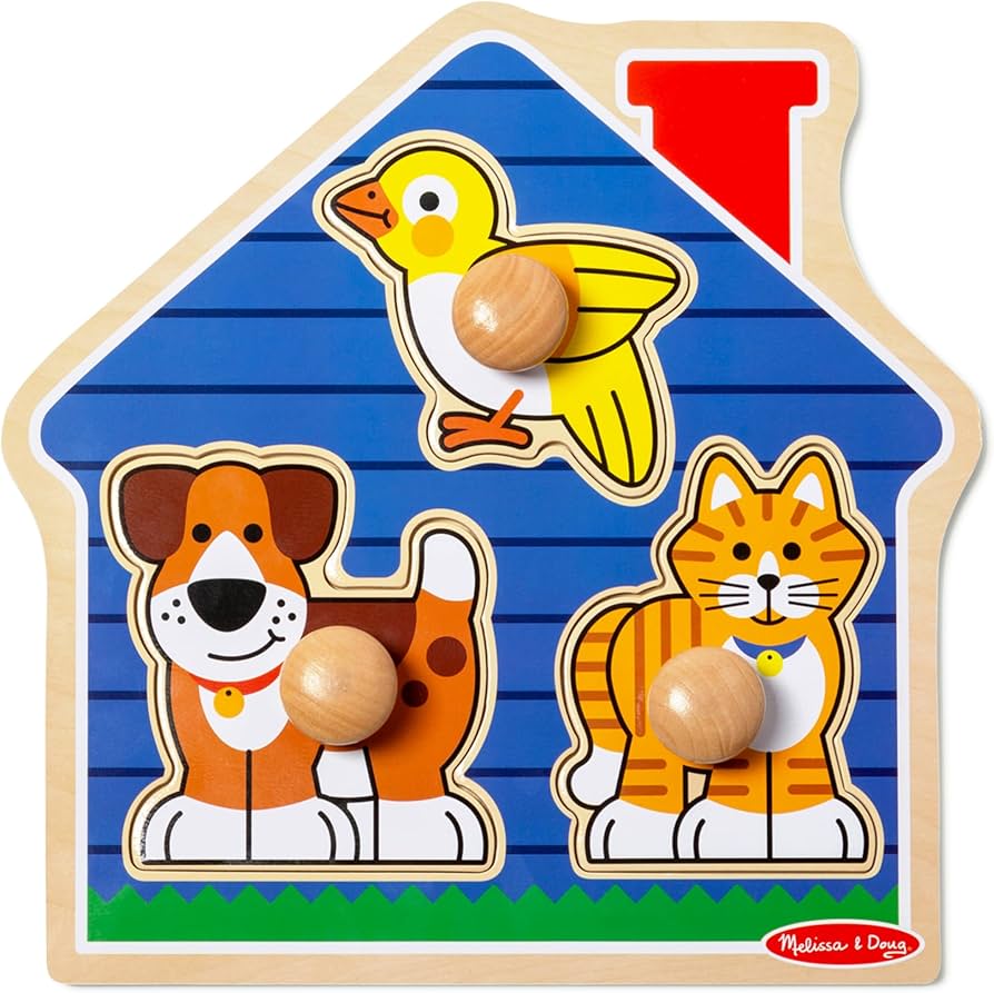 Melissa and Doug Jumbo Knob Puzzle - House Pets - 3 Pieces