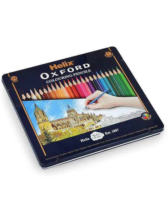 Helix Oxford Colouring Pencils in Metal Tin (Pack of 24)