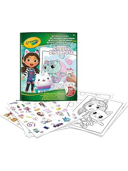 Crayola Gabby Dollhouse Colour & Sticker Book with 50+ Stickers