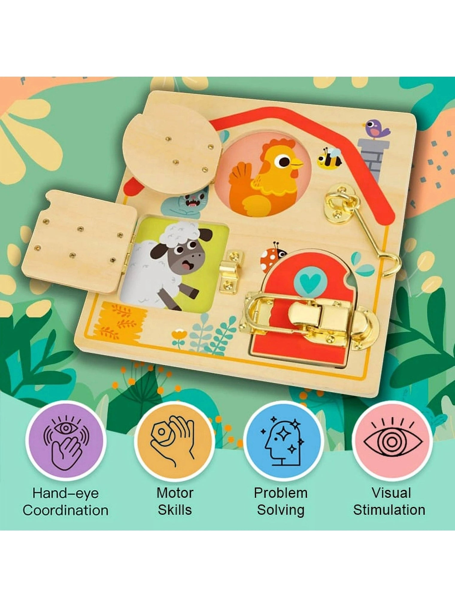 TOOKYLAND Wooden Latches Activity Board