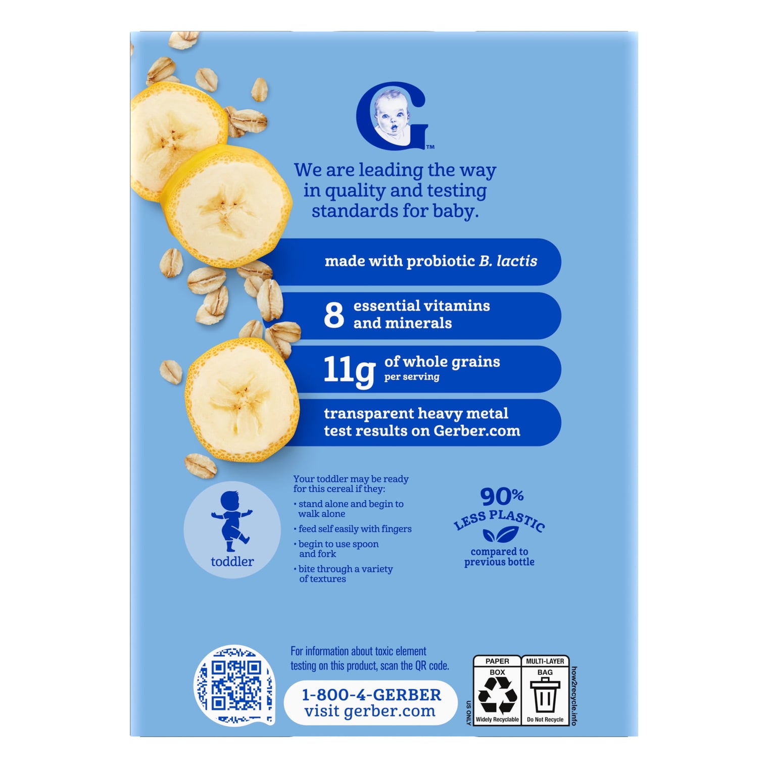 Gerber Oatmeal & Fruit - Banana with Probiotic Oatmeal Cereal 8 oz (227g) - 12Months+