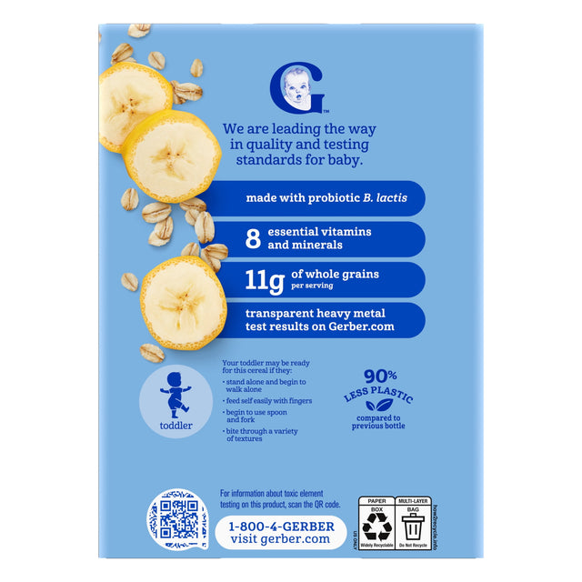 Gerber Oatmeal & Fruit - Banana with Probiotic Oatmeal Cereal 8 oz (227g) - 12Months+