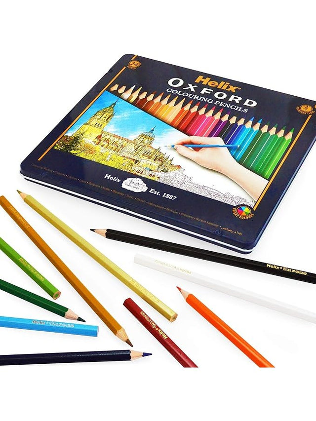 Helix Oxford Colouring Pencils in Metal Tin (Pack of 24)