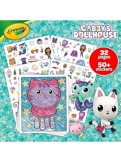 Crayola Gabby Dollhouse Colour & Sticker Book with 50+ Stickers