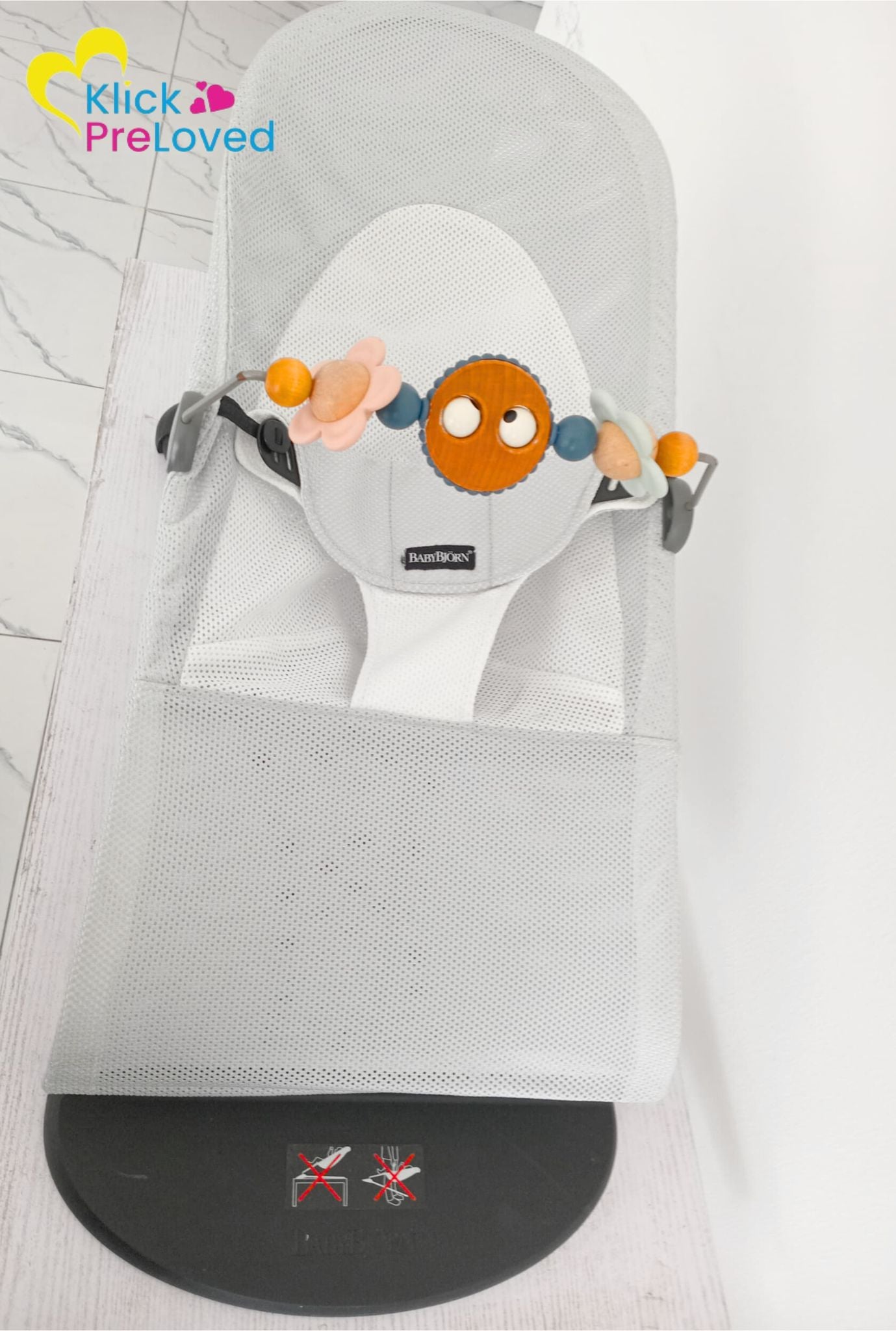 PreLoved Babybjorn Bouncer Bliss & Balance Soft with Matching Toy (Gently Used)