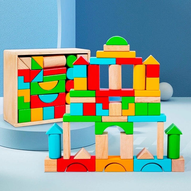 Wooden Blocks Building Set for Kids