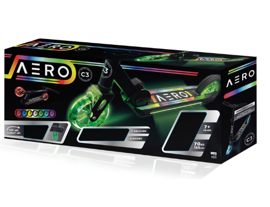 Aero C3 Folding Scooter with LED Lights: 7years plus