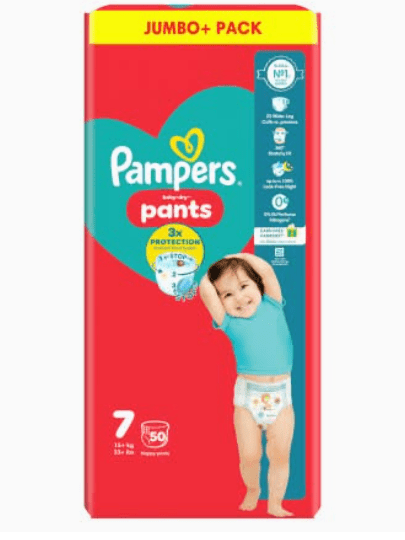 Pampers Baby-Dry Nappy Pants Size 7 Jumbo pack 15+kg 50pcs