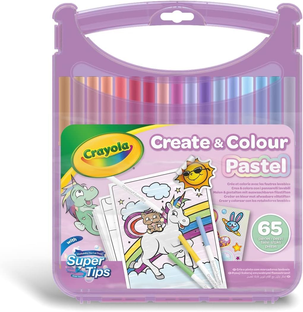 Crayola Create & Color Mini Washable Markers and Paper – Pastel Edition