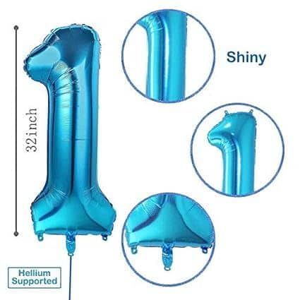 1st Birthday Blue Theme Foil Balloon Set - Pack of 5