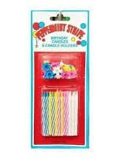 Multicolored Birthday Candles and Candle Holders - 24 pcs in a pack