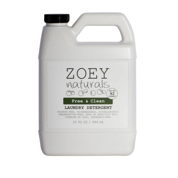 Zoey Naturals Free & Clean Laundry Detergent - 32 oz / 946 ml / up to 42 loads
