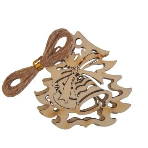 Wooden Christmas Tree & Bell Ornament