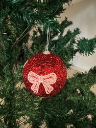 The Red Bow Christmas Bauble, pack of 2 - 10cm