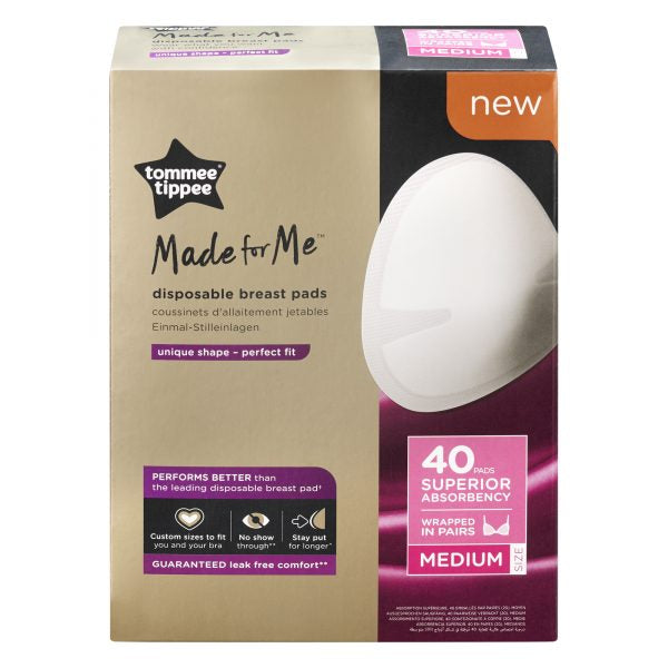 Tommee Tippee Made for Me Disposable Breast Pads - 40 Pads Wrapped in Pairs
